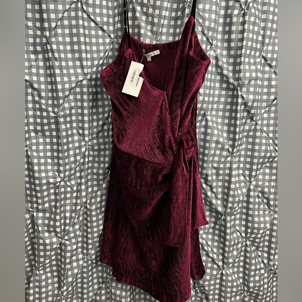 NWT dark burgundy Ribbed velvet side wrap dress.  Perfect for the holidays!